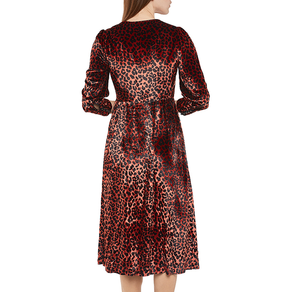 open lace back dress Bow Embroidered Midi Dress Red main image 0